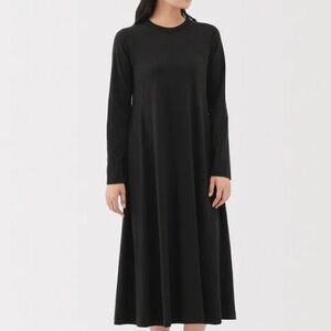 Muji Labo BLACK Long Sleeve MAXI dress MUJI LABO cotton and yak wool dress SMALL